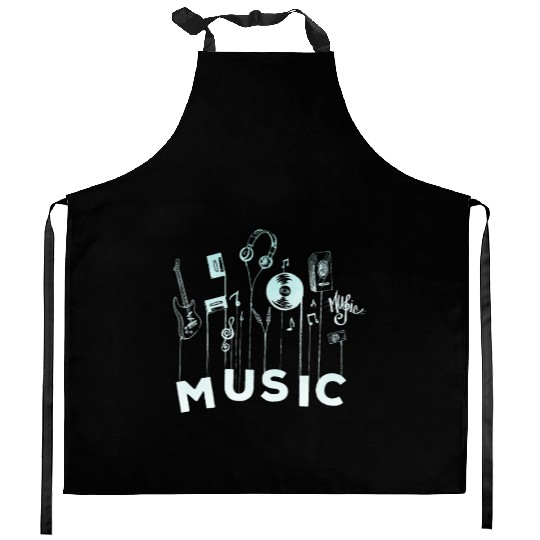 Musical Notes Vinyl Guitar Music Lover Kitchen Aprons