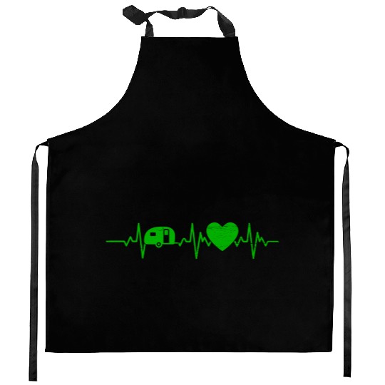 Camping Heartbeat Nature Outdoor Activity Kitchen Aprons