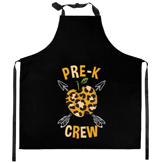 Pre-K Back To School Crew Leopard Print Kitchen Aprons