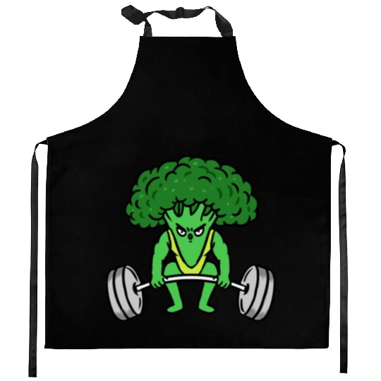 Weightlifting Broccoli For Broccoli Lover Kitchen Aprons