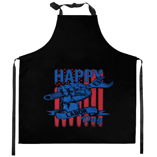 Happy Labor Day American Flag Holiday US Worker Kitchen Aprons