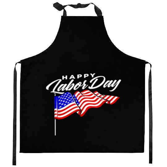 Happy Labor Day US Flag Kitchen Aprons for men women Awesome
