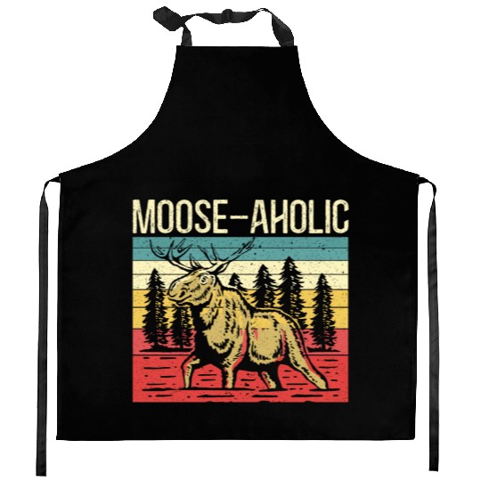 Moose-aholic Moose Wildlife Animal Alces Elk Deer Kitchen Aprons