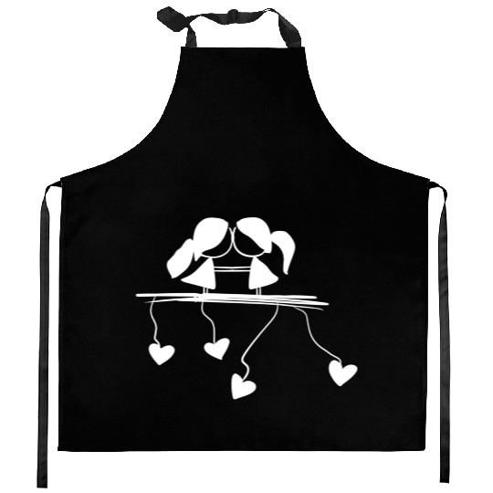 lesbian couple love symbol Kitchen Aprons