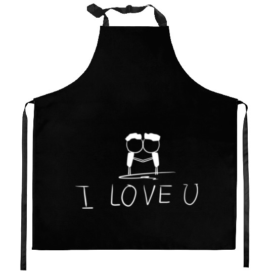 i love you gay couple Kitchen Aprons