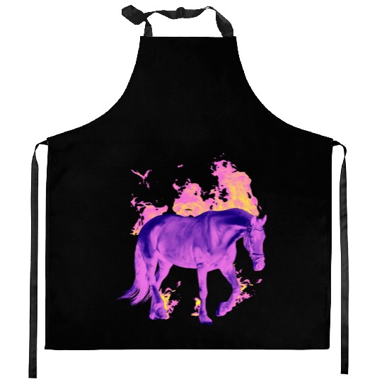 Horse on fire Kitchen Aprons