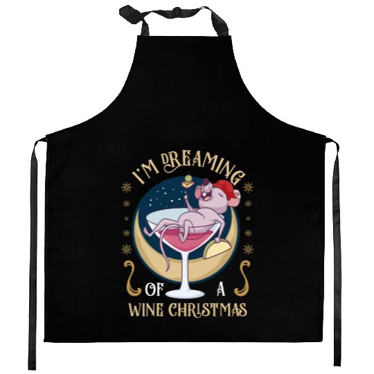 Chistmas Season I'm Dreaming of Wine Christmas Kitchen Aprons