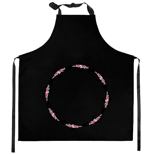 circle koi fish nishikigoi Kitchen Aprons