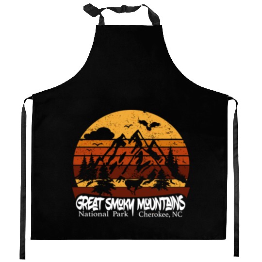 Great Smoky Mountains Cherokee Nc Vintage Souvenir Kitchen Aprons