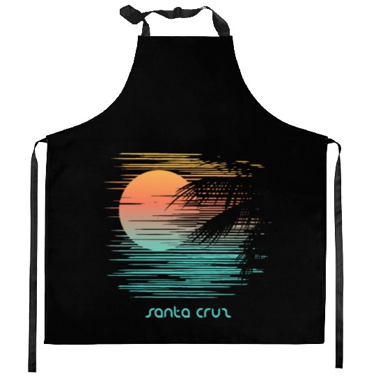 Artistic Santa Cruz California Palm Tree Vacation Kitchen Aprons