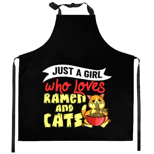 Ramen Cat Bowl Chicken Noodle Soup Japanese Kitchen Aprons