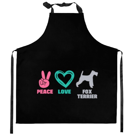 Wire Fox Terrier Mom Peace Love Kitchen Aprons
