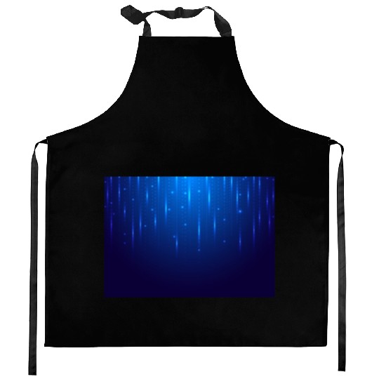 Navy Blue Glowing Neon Dots Kitchen Aprons
