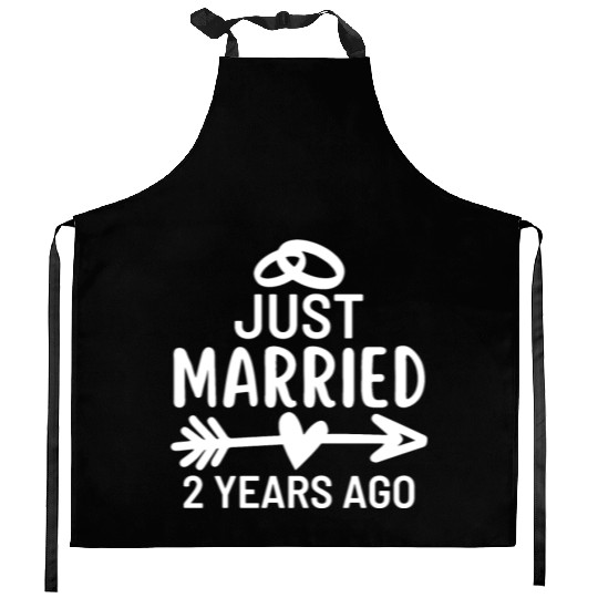 Just Married 2 Years Ago Wedding Anniversary Party Kitchen Aprons