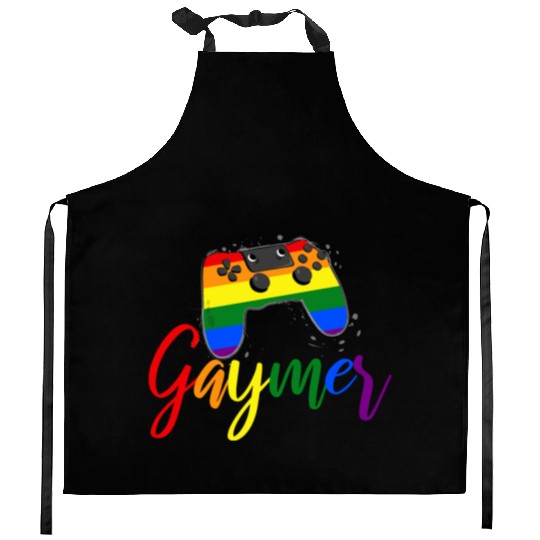 Funny Gaymer Controller Gay Gamer Rainbow LGBT Kitchen Aprons