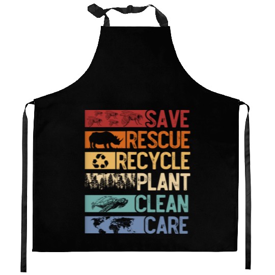 Earth Day, Save the planet, clean the oceans Kitchen Aprons