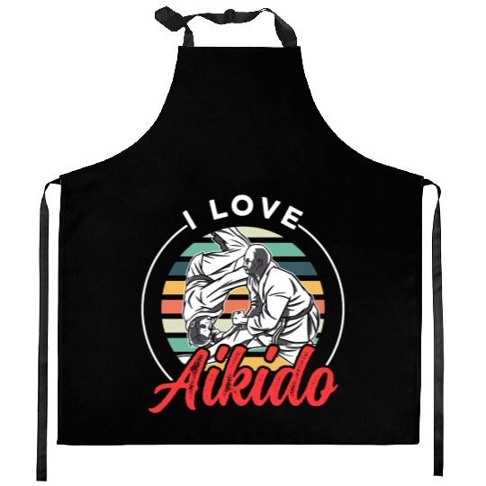 I Love Aikido Lover Fighter Training Martial Arts Kitchen Aprons
