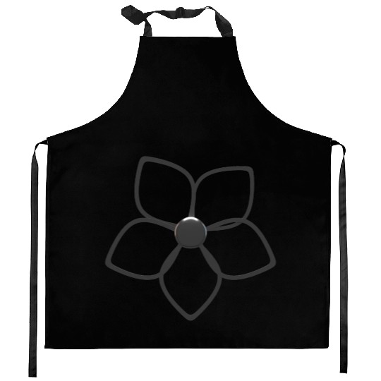 Abstract 3D Metallic Silver Flower Kitchen Aprons