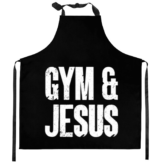 Gym and Jesus Christian Workout Gym and Jesus Kitchen Aprons