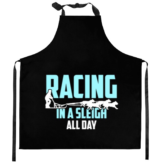 Alaska Sled Dog Racing In A Sleigh All Day Mushing Kitchen Aprons