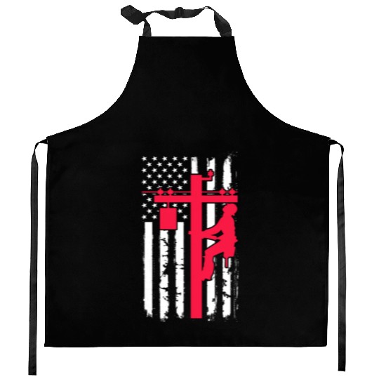 Lineman USA American Flag Kitchen Aprons
