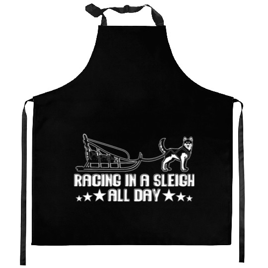Alaska Sled Dog Racing In A Sleigh All Day Mushing Kitchen Aprons