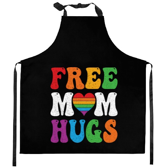 Free Mom Hugs Pride Kitchen Aprons Rainbow Heart LGBT Pride