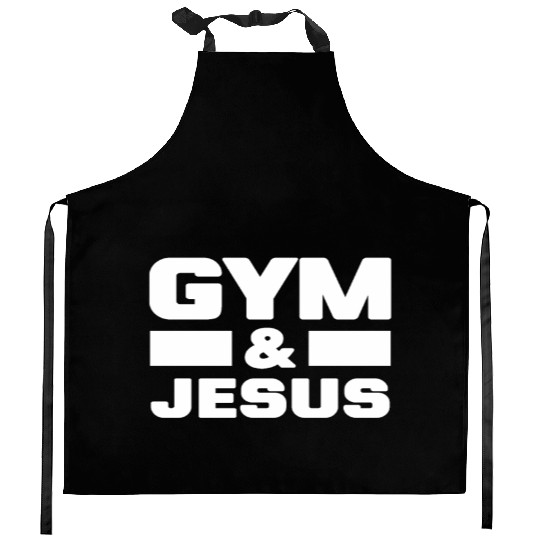 Gym and Jesus Christian Workout Gym and Jesus Kitchen Aprons