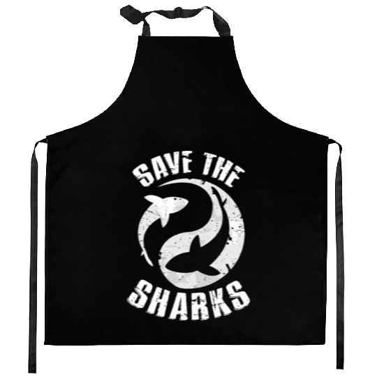 Save The Sharks Protect Ocean Scuba Diving Apnea D Kitchen Aprons