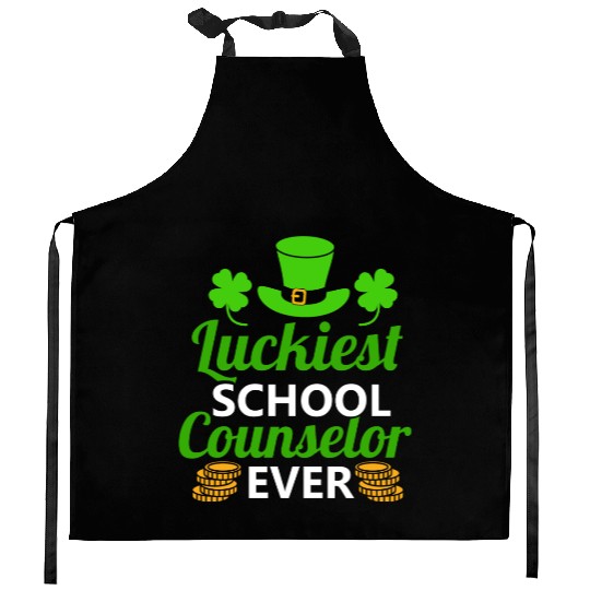 Luckiest School Counselor Ever St. Patrick's Day Kitchen Aprons