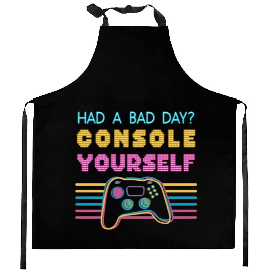 Console Yourself Funny Video Gamer Pun Youth Kitchen Aprons