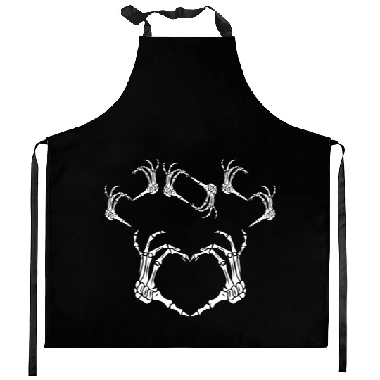 Skeleton Hand Heart Sign Bones Costume Halloween Kitchen Aprons