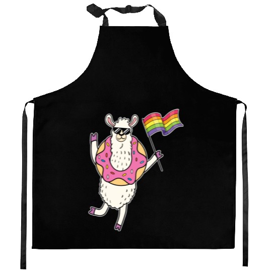 LGBT Rainbow Funny Llama Gay Pride Lesbian Gift Kitchen Aprons