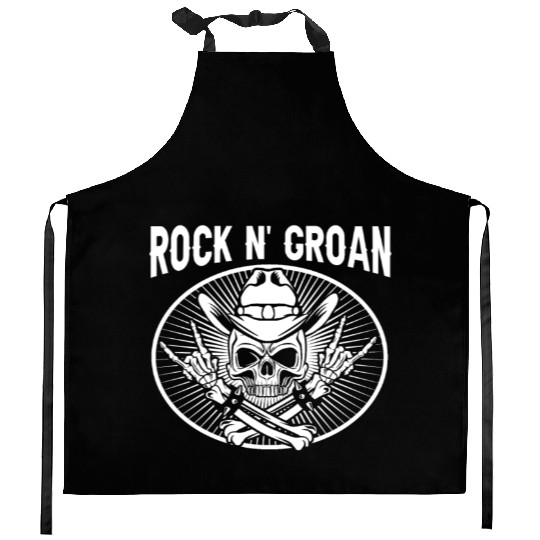 Halloween Cowboy Skeleton Rocker Hand Rock Kitchen Aprons