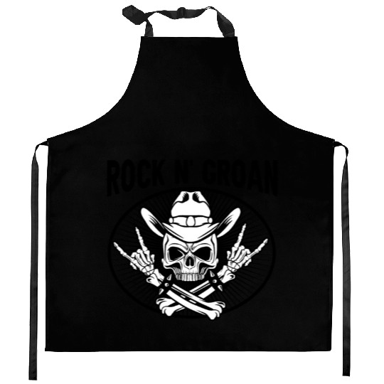 Halloween Cowboy Skeleton Rocker Hand Rock Kitchen Aprons