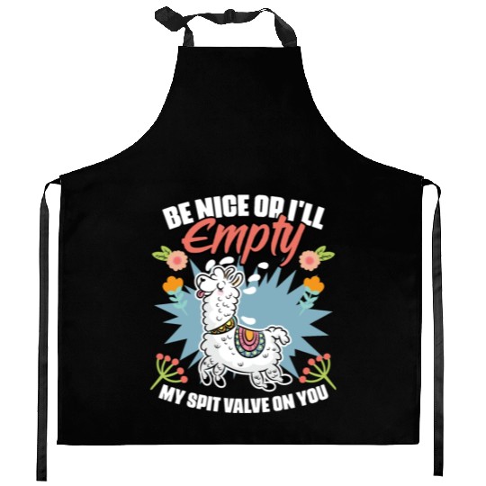 Be Nice Funny Floral Llama Humor For A Flower Kitchen Aprons