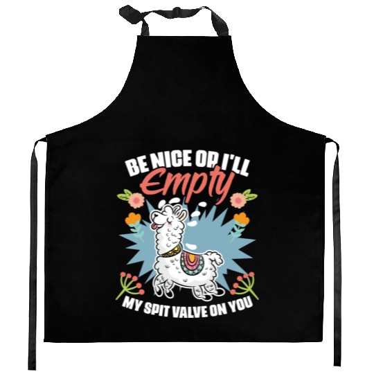Be Nice Funny Floral Llama Humor For A Flower Kitchen Aprons