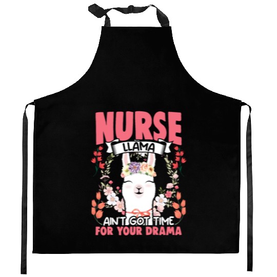 Nurse Llama Funny Floral Drama Animal Humor For Kitchen Aprons