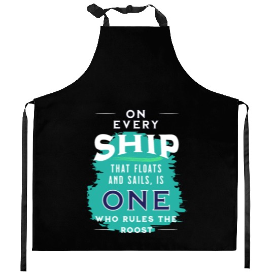 sail boat sailor skipper command captain gift Kitchen Aprons