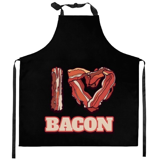 I Love Bacon Themed Words Funny American Meal Kitchen Aprons