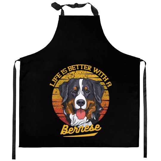 Bernese Mountain Dog Lover Cartoon Kitchen Aprons