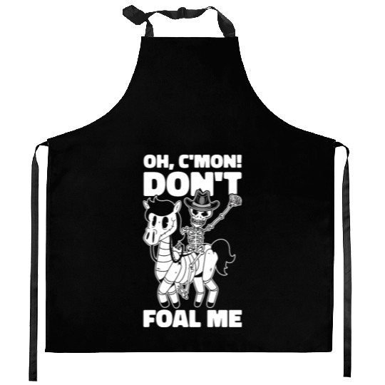Halloween Cowboy Skeleton Foal Horse Riding Kitchen Aprons