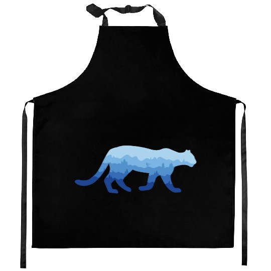 Mountain Lion and Mountain Biker Kitchen Aprons