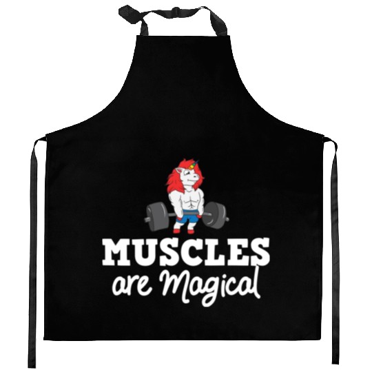 Unicorn Muscle Workout Fitness Training Sport Gym Kitchen Aprons