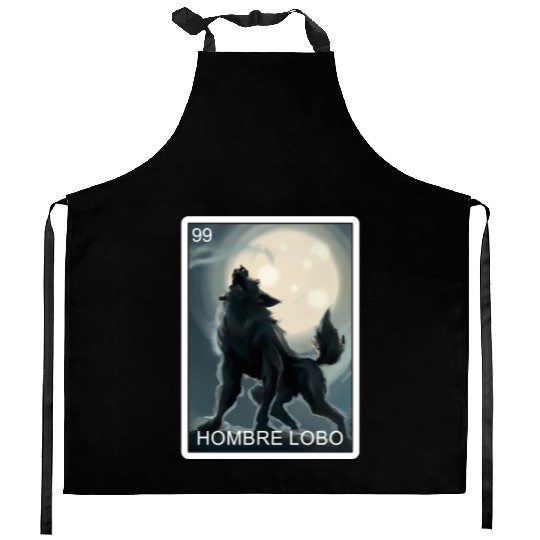 Hombre Lobo Werewolf Card Mexican Lottery Kitchen Aprons