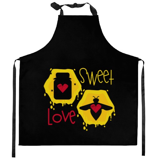 Sweet love yellow honey bee Kitchen Aprons