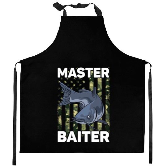 Master Baiter - Wels Catfish Hunter Kitchen Aprons