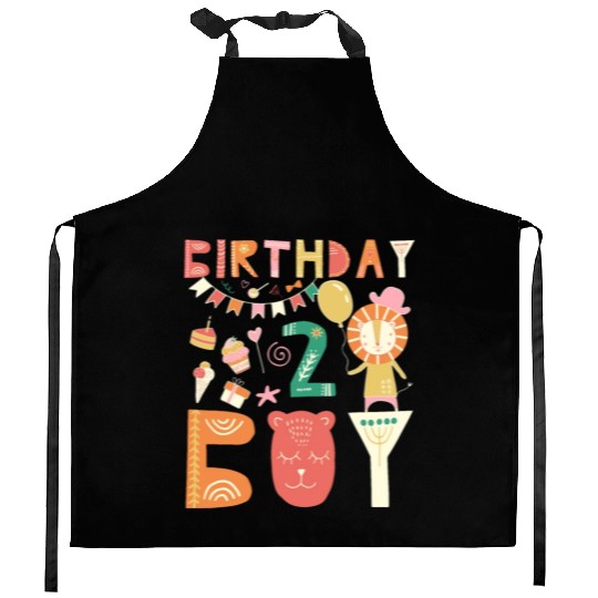 Birthday Boy Toddler Lion cartoon Outfit 2nd Years Kitchen Aprons