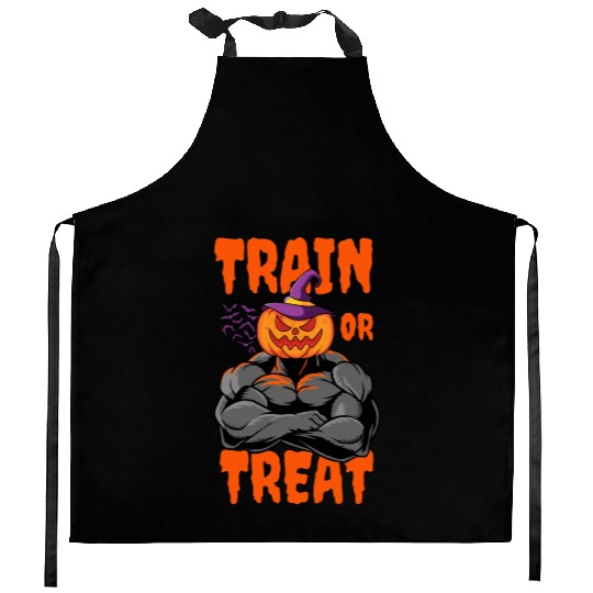 Train Or Treat Muscular Jack O Lanterns Kitchen Aprons