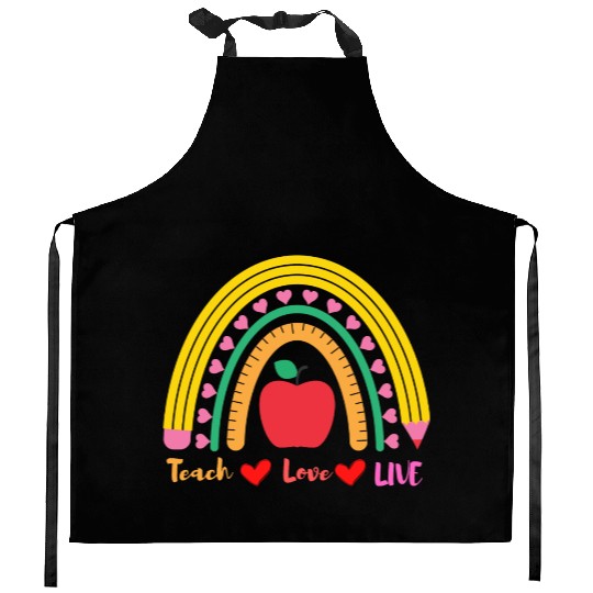 love teach - teacher children school Kitchen Aprons